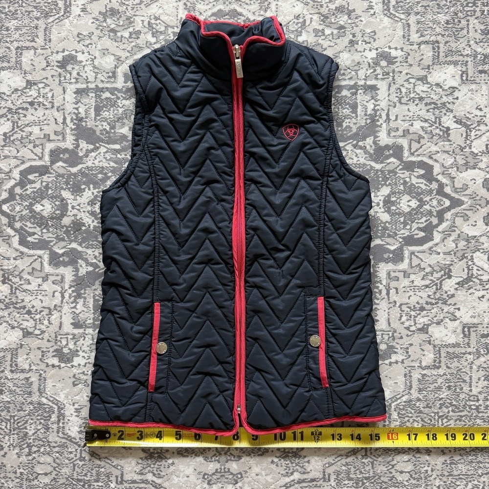 ARIAT Ashley Quilted Girls Youth Kids Vest Medium 10 Navy Blue Sleeveless - Picture 4 of 11